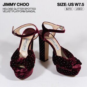 Jimmy Choo Heloise Glitter Spotted Velvet Platform Sandal - US W7.5